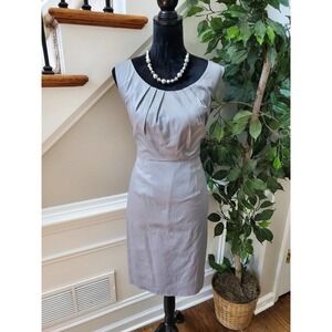Mossimo Women Solid Gray Cotton Round Neck Sleeveless Knee Length Dress Size 14